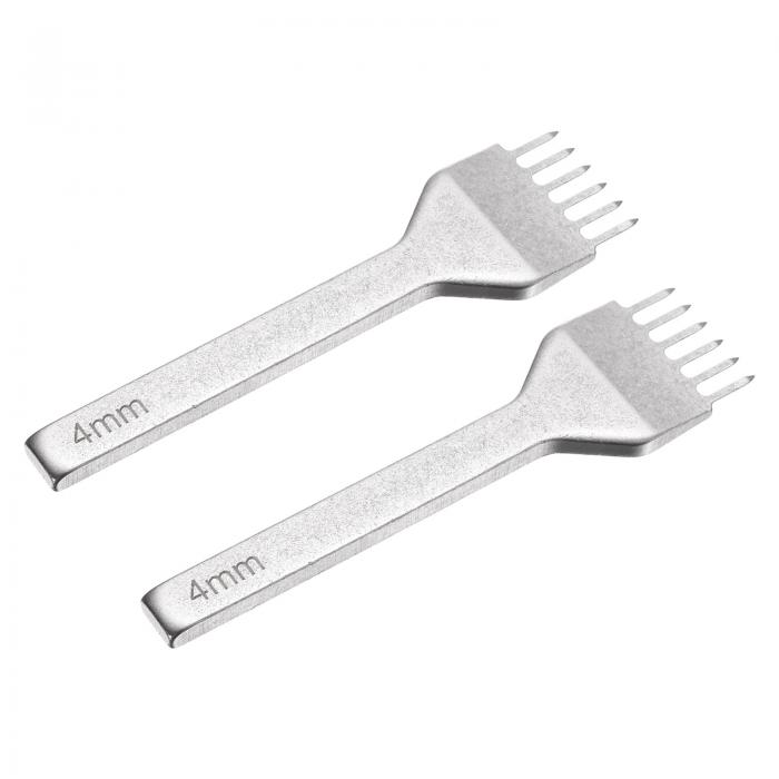 uxcell 2Pcs ステッチングパンチ 4mm 6プロング 炭素鋼 2Pcs パンチホールツール チゼル DIYクラフト ..