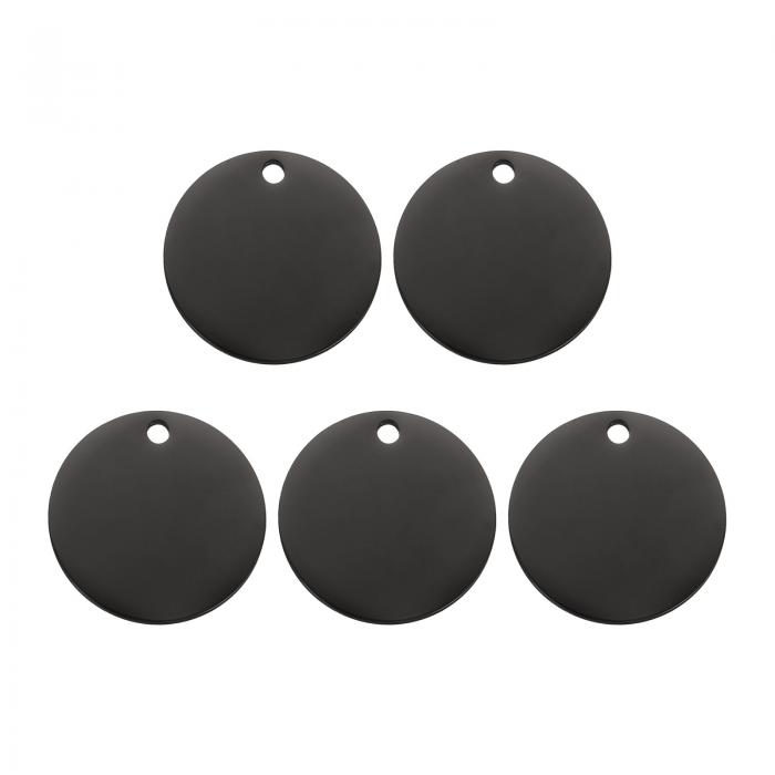 uxcell 5個の丸い空白スタンピングタグ39mmステンレススチールサークル磨き空白スタグペンダント、ブレスレットクラフトラベリング作成用の穴付き、黒