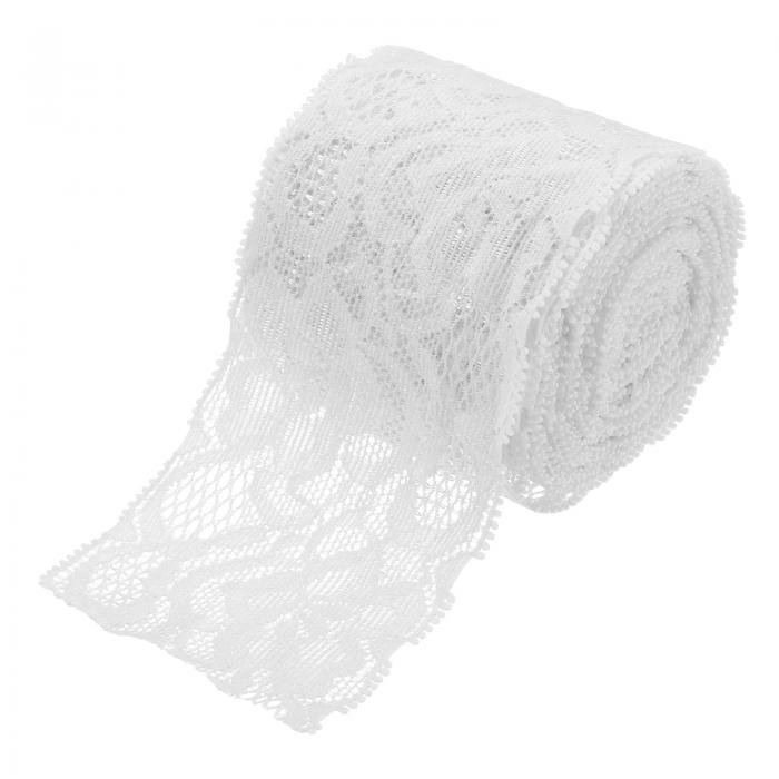 uxcell レーストリム5ヤード2インチフラワーエラスティックレースリボン クラフトギフトパッケージ装飾 ウェディングヘッドバンド用 ホワイト