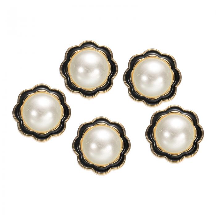 uxcell 5個40L金ホワイトフェイクパールボタン25mm 1