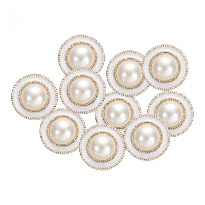 uxcell 10個 40L 金ホワイトフェイクパールボタン 25mm 1