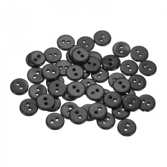 uxcell 50個の天然貝ボタン、2穴11.5mm丸フラット真珠ボタン、シャツ、コート、スーツ、ジャケット、ジーンズ、スカート、DIY裁縫クラフト用、黒