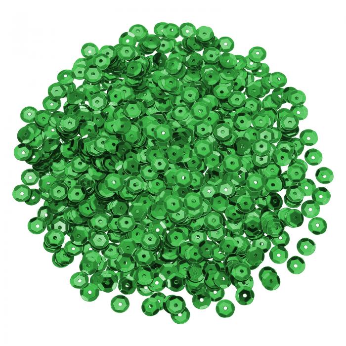 uxcell 1200個のルーズカップシーケンス 6mmの丸いルーズシーケンス 穴付きの虹色の大量 - 0.7オンス（20g） 裁縫刺繍衣類DIYクラフト装飾用 ダーク緑