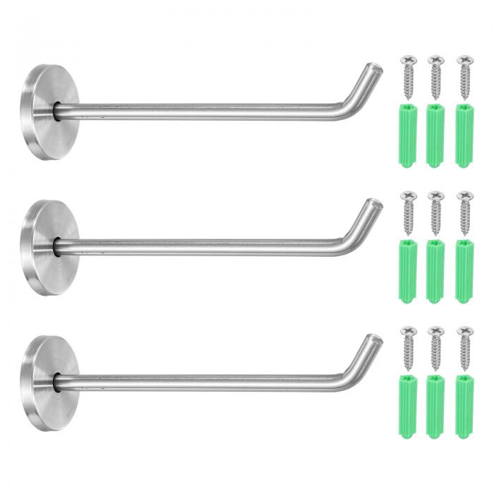 uxcell 3個のステンレス製コートフック、6x0.3インチの象の鼻重役ローブバスルームタオルフック、丸い壁掛けフック、ベッドルーム、キッチン、クローゼット、...