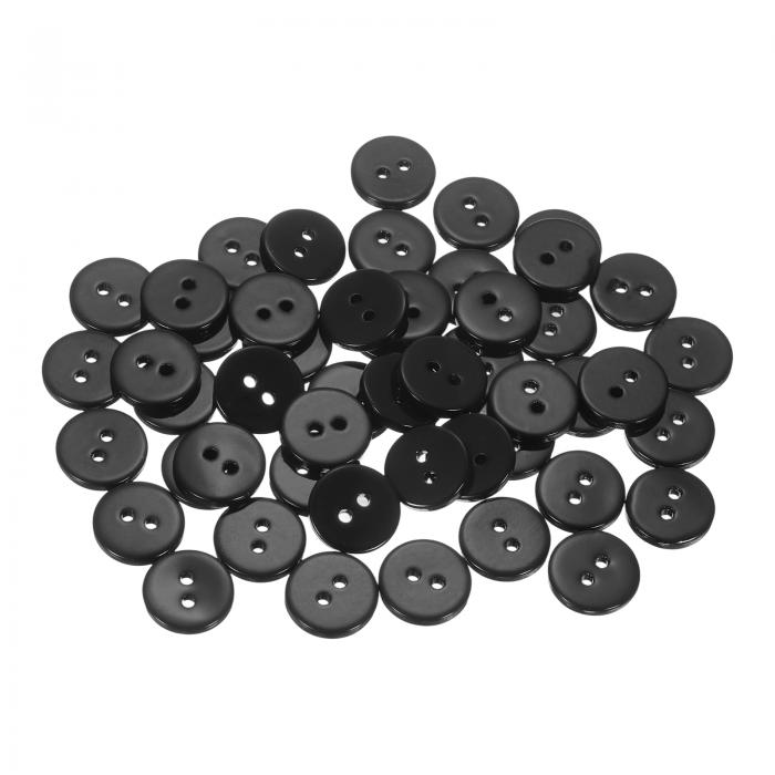 uxcell 50個の天然貝ボタン、2穴12.5mm丸フラット真珠ボタン、シャツ、コート、スーツ、ジャケット、ジーンズ、スカート、DIY裁縫クラフト用、黒