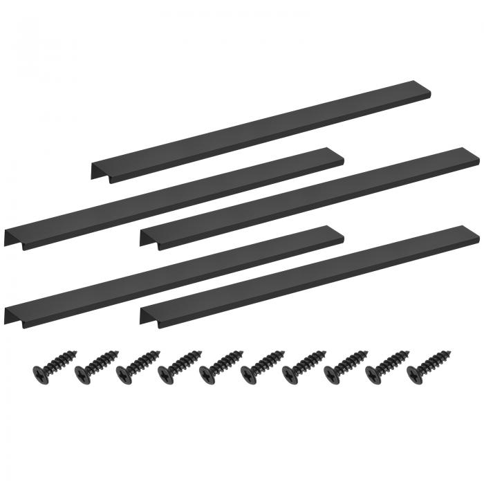 uxcell キャビネットフィンガーエッジプル 5個入り400mm / 15.75アルミニウム合金裏取り隠しプルコンシ..