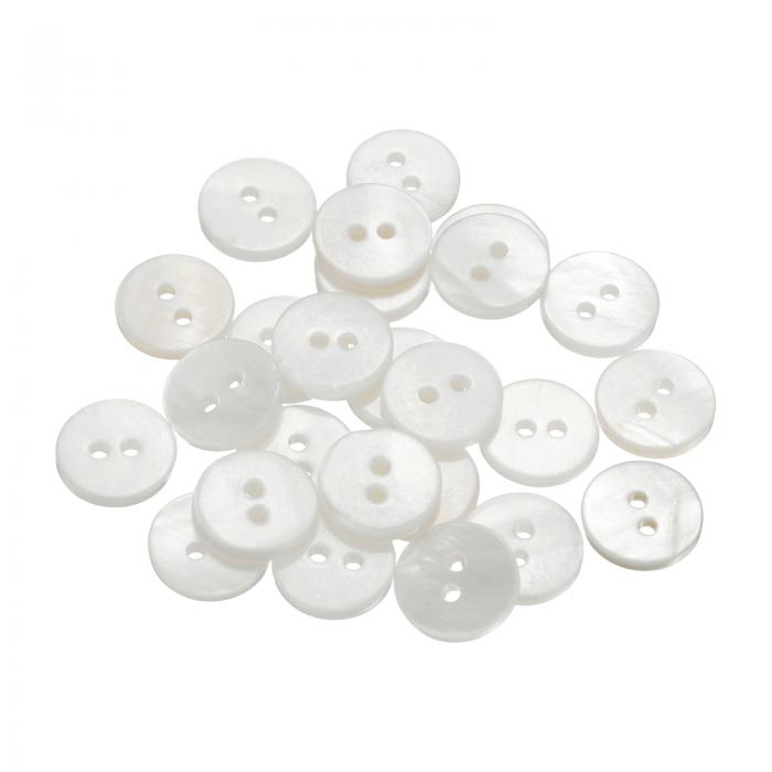 uxcell 25個の天然貝ボタン、2穴11.5mm丸フラット真珠ボタン、シャツ、コート、スーツ、ジャケット、ジーンズ、スカート、DIY裁縫クラフト用、ホワイト
