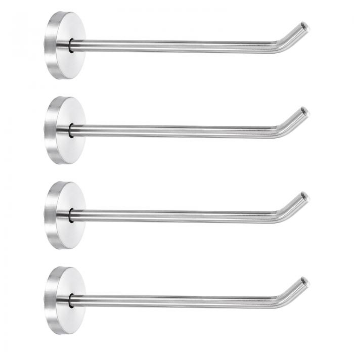 uxcell 4個5.7インチコートフック、ステンレス製ロングノーズ壁掛けフック、居間、バスルーム、クローゼット、ワードローブ用のローブタオルハンガー、シルバー...