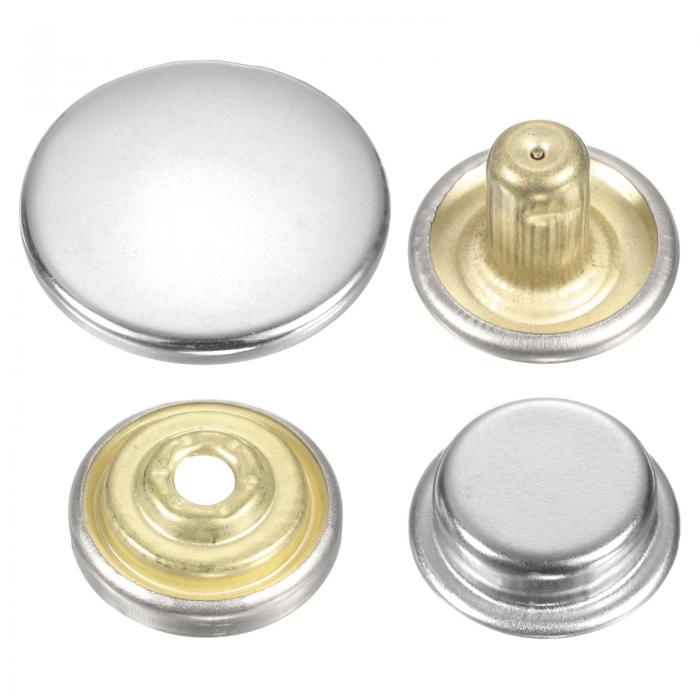 uxcell 60セットのプレススタッドキャップボタン17mmメタルスナップファスナーアロイボタンバッグレザーマリンボートキャンバス用 シルバー スタイル501