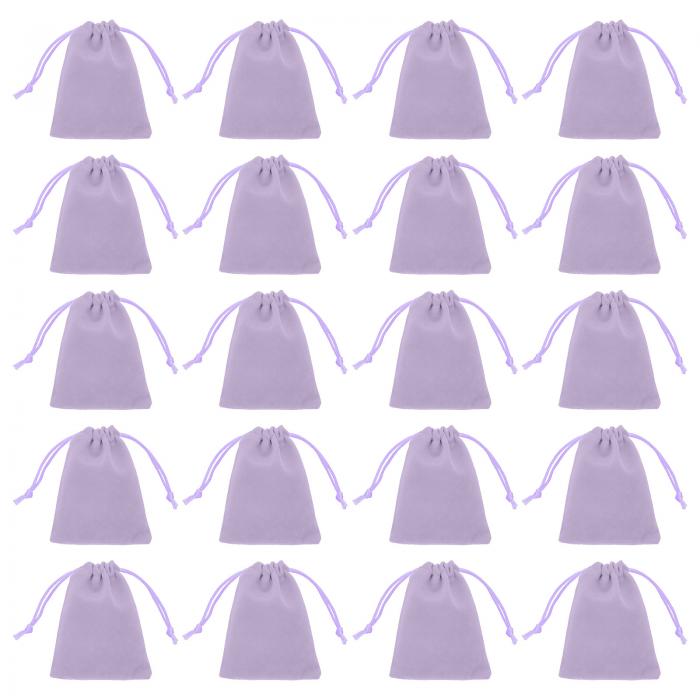 uxcell 20個のフロック布巾着袋3.1 x 3.9インチ宝石フロック袋ギフトバッグ結婚式パーティーの好意キャ..