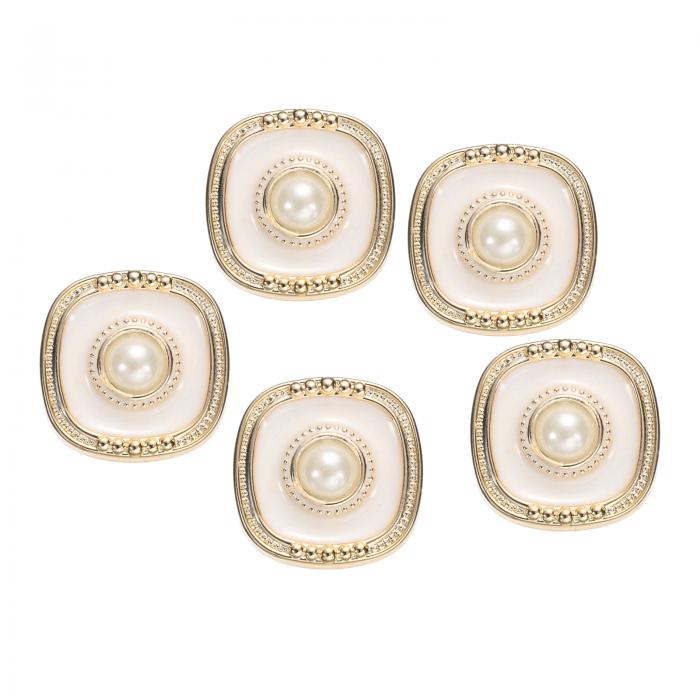 uxcell 5個40L金ホワイトフェイクパールボタン25mm 1