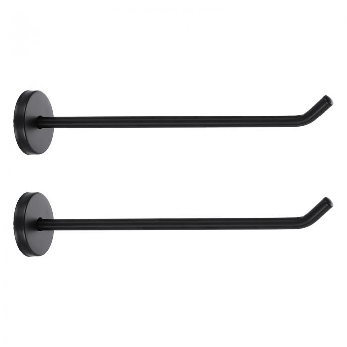 uxcell 2個8インチコートフック、ステンレス製ロングノーズ壁掛けフック、居間、バスルーム、クローゼット、ワードローブ用のローブタオルハンガー、黒