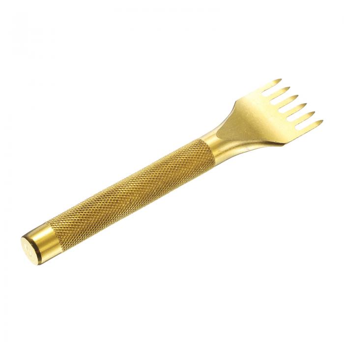 uxcell レザーステッチングパンチ4mm 6本プロング炭素鋼レザーパンチホールツールチゼルDIYクラフトハ..