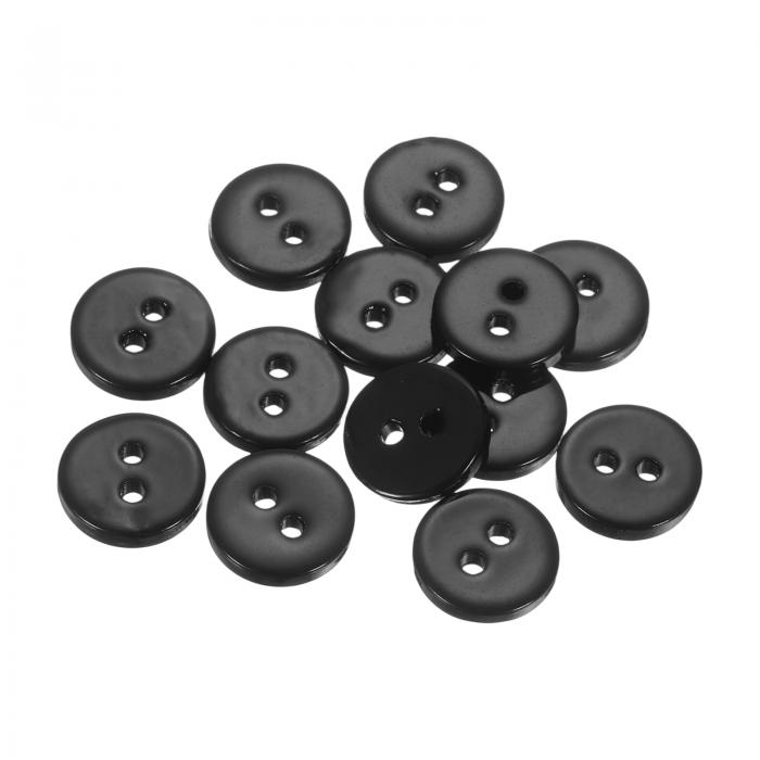 uxcell 25個の天然貝ボタン、2穴10mm丸フラット真珠のボタン、シャツ、コート、スーツ、ジャケット、ジーンズ、スカート、DIY裁縫クラフト用、黒