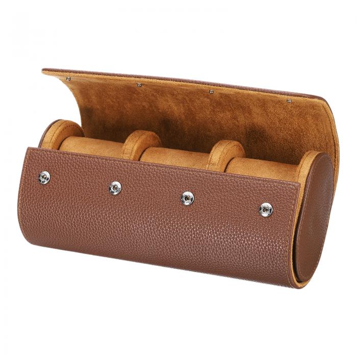 uxcell ウォッチロールトラベルケース3スロット、男性と女性用のポータブルレザーウォッチケース、取り..