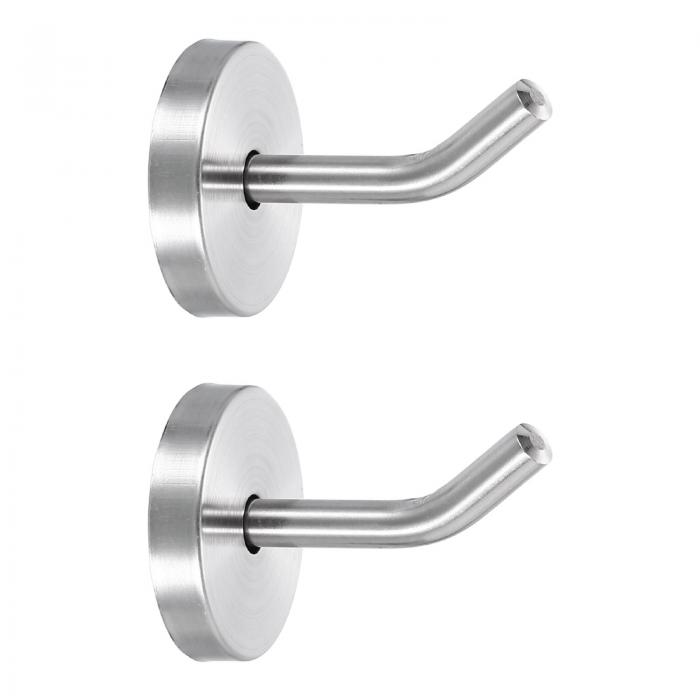 uxcell 2個2インチコートフック、ステンレス製ロングノーズ壁掛けフック、居間、バスルーム、クローゼット、ワードローブ用のローブタオルハンガー、シルバートー...