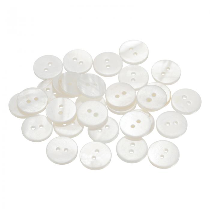 uxcell 30個の天然貝ボタン、2穴15mm丸フラット真珠のボタン、シャツ、コート、スーツ、ジャケット、ジーンズ、スカート、DIY裁縫クラフト用、ホワイト