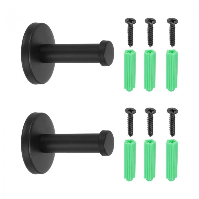 uxcell 2個のステンレス製バスルームタオルフック、2x0.5インチのヘビーデューティーローブコートフック、丸い壁掛けフック、ベッドルーム、キッチン、クロー...