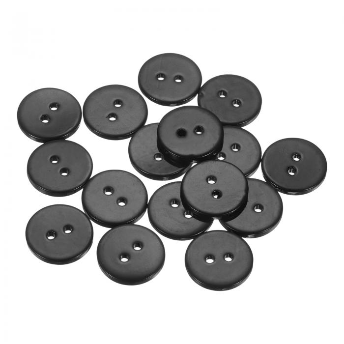 uxcell 15個の天然貝ボタン、2穴15mm丸フラット真珠貝ボタン、シャツ、コート、スーツ、ジャケット、ジーンズ、スカート、DIY裁縫クラフト用、黒
