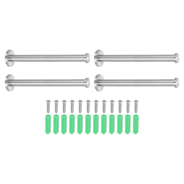 uxcell 4個のステンレス製バスルームタオルフック、8x0.7インチのヘビーデューティーローブコートフック、丸い壁掛けフック、ベッドルーム、キッチン、クロー...