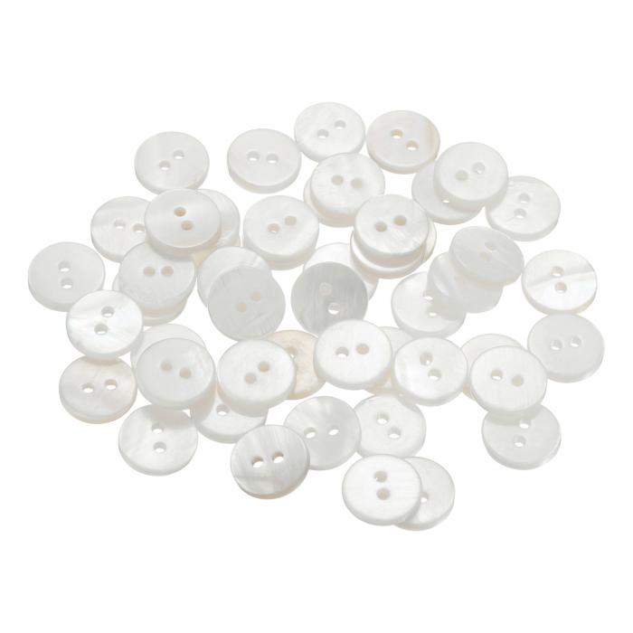 uxcell 50個の天然貝ボタン、2穴11.5mm丸フラット真珠ボタン、シャツ、コート、スーツ、ジャケット、ジーンズ、スカート、DIY裁縫クラフト用、ホワイト