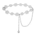 uxcell ウェスタンメタルコンチョベルト ウィメンズウエストチェーンベルト ジーンズドレスとのカントリーコンサートアウトフィット ホロウドサークル シルバー...