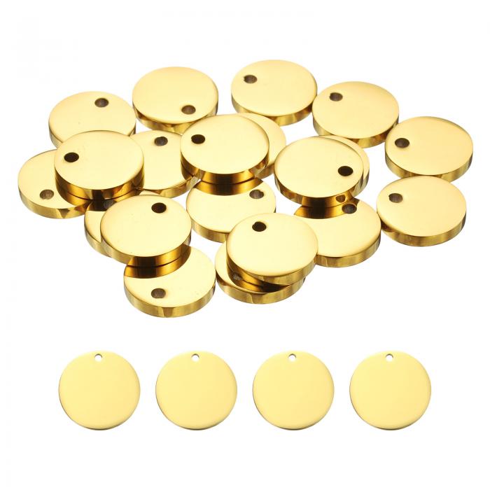 uxcell 20個の丸い空白スタンピングタグ47mmステンレススチールサークル磨き空白スタンプペンダント、ブレスレットクラフトラベリング作成用の穴付き、金
