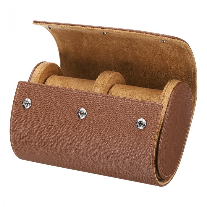 uxcell メンズとレディース用のポータブルレザーウォッチケース、2スロットのウォッチロールトラベルケ..