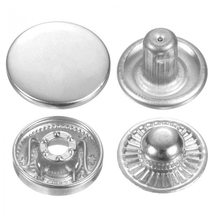 uxcell 30セットのプレススタッドキャップボタン15mmメタルスナップファスナーアロイボタンバッグレザーマリンボートキャンバス用 シルバー スタイル831