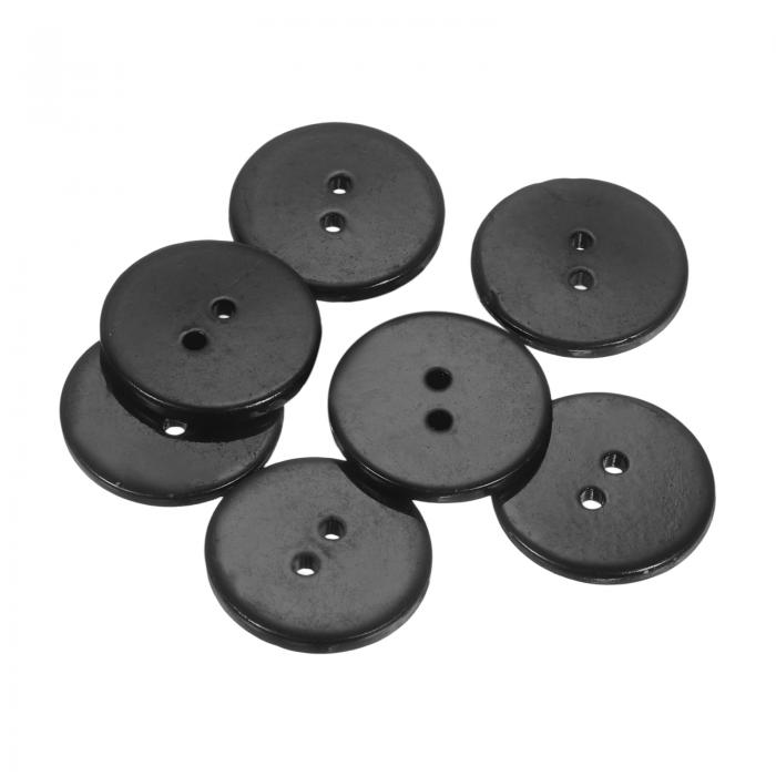 uxcell ナチュラルシェルボタン7個、2穴20mm丸型フラット真珠ボタン、シャツ、コート、スーツ、ジャケット、ジーンズ、スカート、DIY裁縫クラフト用、黒