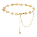 uxcell ウェスタンメタルコンチョベルト ウィメンズウエストチェーンベルト ジーンズドレスとのカントリーコンサートアウトフィット ローズ 金トーン