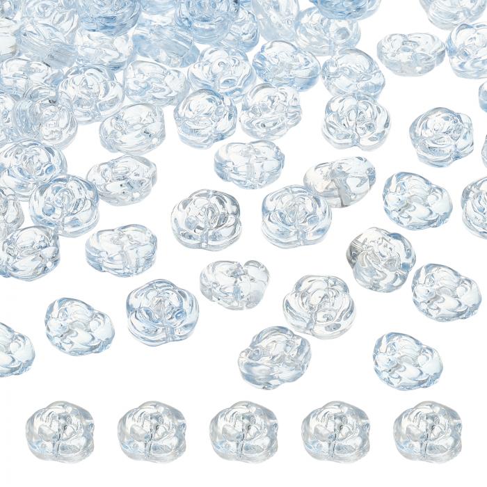 uxcell 50個のローズビーズ 0.55"ガラスフラワーローズ装飾彫刻されたルーズスペーサー水晶クラフトビ..