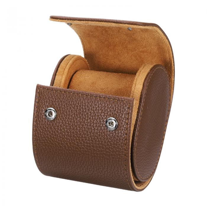 uxcell メンズとレディース用のポータブルレザーウォッチケース、シングルスロット、旅行用ウォッチロ..