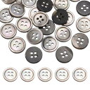 uxcell 16個の丸い天然貝ボタン、10mm 4穴真珠の母貝クラフト貝ボタン、衣類、シャツ、ドレス、縫製DIYクラフト作りに適しています、黒シルバー