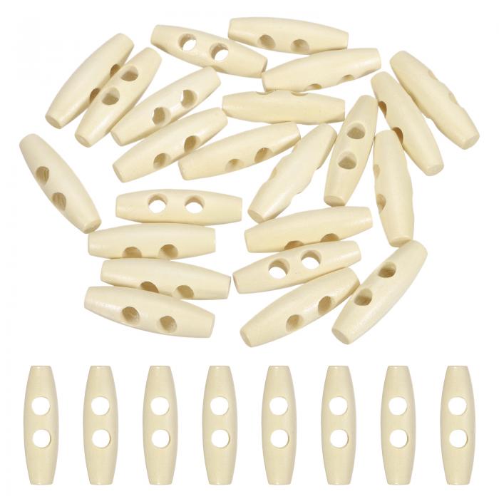 uxcell 24個 木製トグルボタン 30mm/1.2" 2穴ウッドオリーブ製ボタン DIYクラフトコートセーター衣類ジ..