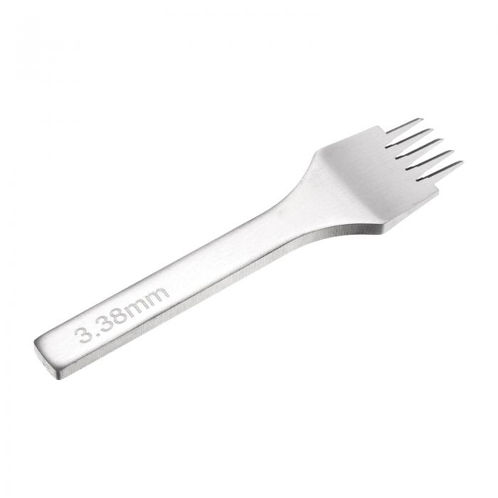 uxcell レザーステッチングパンチ3.38mm 5プロング炭素鋼レザーパンチホールツールチゼルDIYクラフトハ..