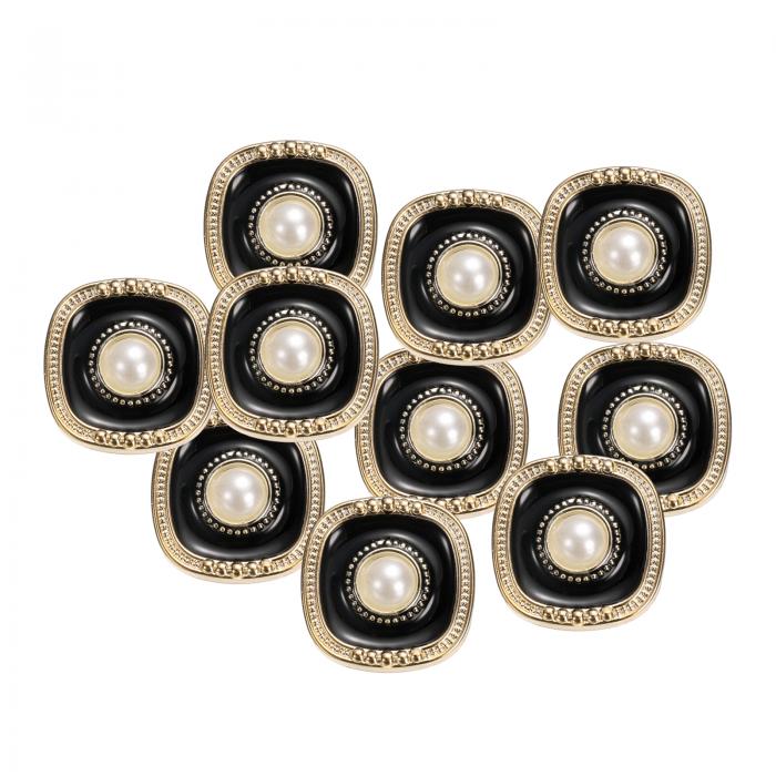 uxcell 10個 28L 金ホワイトフェイクパールボタン 18mm 直径 0.39