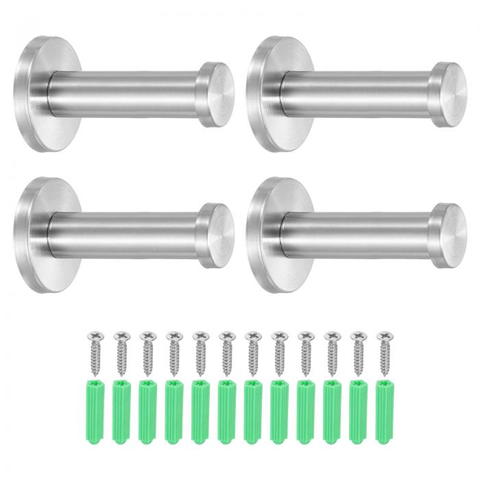 uxcell 4個のステンレス製バスルームタオルフック、2.9x0.7インチのヘビーデューティーローブコートフック、丸い壁掛けフック、ベッドルーム、キッチン、ク...