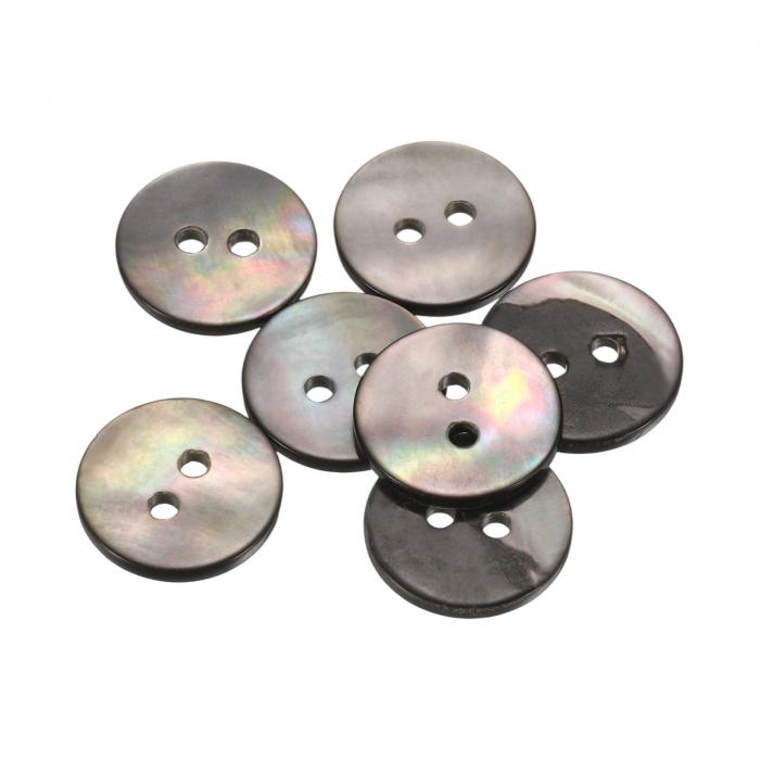 uxcell 7個の天然貝ボタン、2穴15mmフラット真珠ボタン、シャツ、コート、スーツ、ジャケット、ジーンズ、スカート、DIY裁縫クラフト用、黒/シルバー