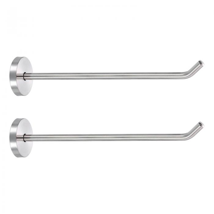 uxcell 2個8インチコートフック、ステンレス製ロングノーズ壁掛けフック、居間、バスルーム、クローゼット、ワードローブ用のローブタオルハンガー、シルバートー...