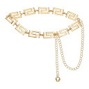 uxcell ウェスタンメタルコンチョベルト ウィメンズウエストチェーンベルト ジーンズドレスとのカントリーコンサートアウトフィット S字型 金トーン