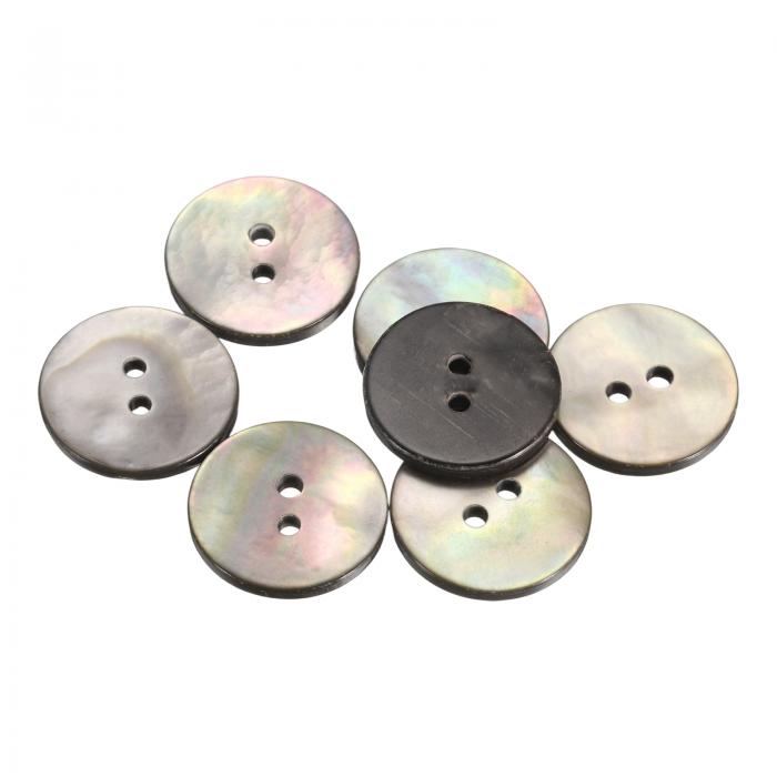 uxcell 7個 天然貝ボタン 2穴 18mm フラットマザーオブパールボタン シャツ コート スーツ ジャケット ジーンズ スカート DIY 裁縫 工芸用 黒/シルバー