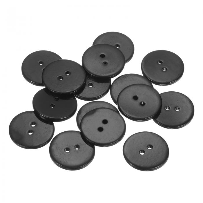 uxcell 15個入りの天然貝ボタン、2穴、20mm丸型フラットマザーオブパールボタン、シャツ、コート、スーツ、ジャケット、ジーンズ、スカート用のDIY縫製クラフト、黒