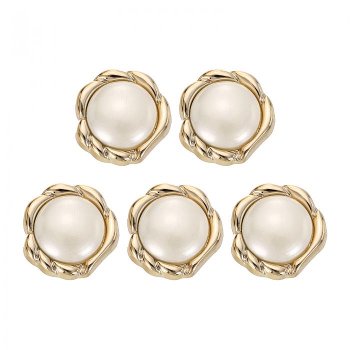 uxcell 5個24L金フェイクパールボタン15mm 5/8