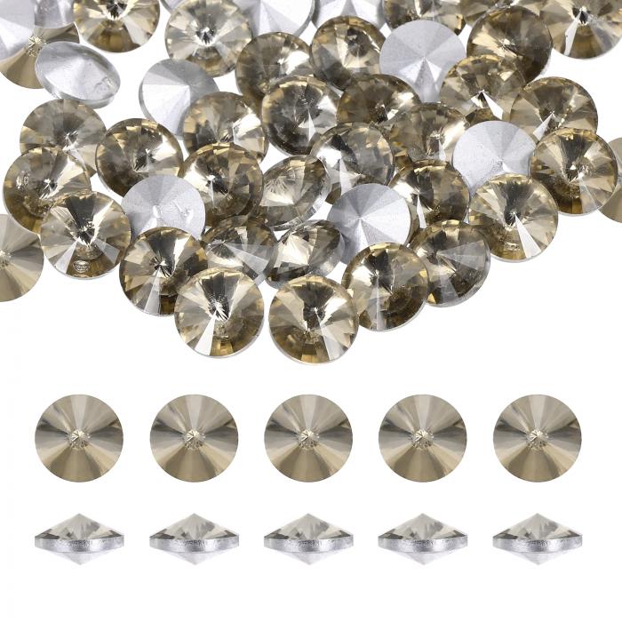 uxcell ポイン トバックラインストーン 100個6mmラウンドガラスラインストーンファセット水晶カボションジェムズ ネイルアートクラフト 宝石メイキング 携帯ケース 布の装飾用（ライトコーヒー）