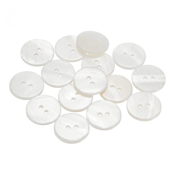 uxcell ナチュラルシェルボタン15個、2穴20mm丸型フラット真珠ボタン、シャツ、コート、スーツ、ジャケット、ジーンズ、スカート、DIY裁縫クラフト用、ホワイト