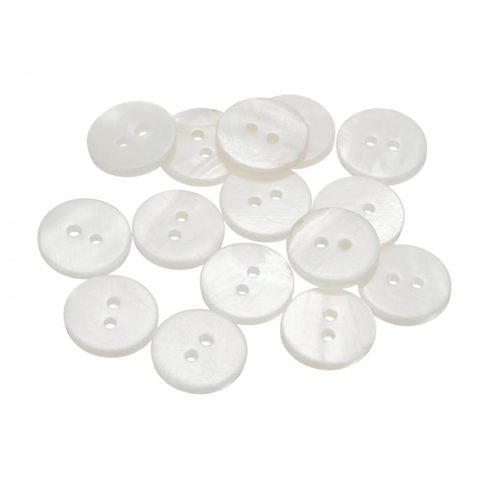 uxcell 15個の天然貝ボタン、2穴15mm丸フラット真珠のボタン、シャツ、コート、スーツ、ジャケット、ジーンズ、スカート、DIY裁縫クラフト用、白