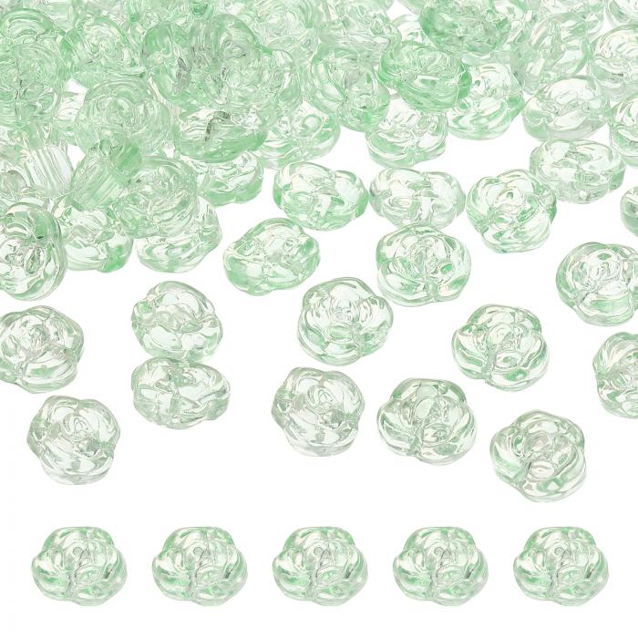 uxcell 100個のローズビーズ 0.55"ガラスフラワーローズ装飾彫刻されたルーズスペーサー水晶クラフトビ..