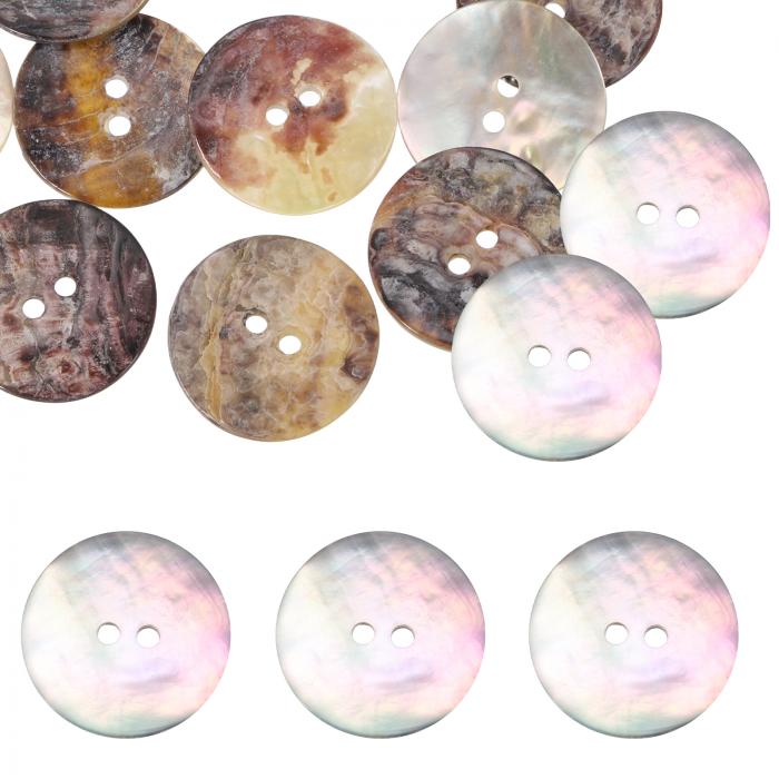 uxcell 10個 丸い天然貝ボタン 18mm 2穴真珠 母貝クラフト貝ボタン 服 シャツ ドレス 縫製DIYクラフト作り用 ダークスモークグレー