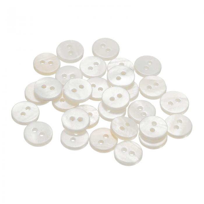 uxcell 25個の天然貝ボタン、2穴10mm丸フラット真珠のボタン、シャツ、コート、スーツ、ジャケット、ジーンズ、スカート、DIY裁縫クラフト用、ホワイト